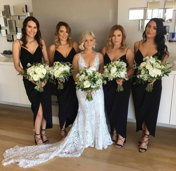 Black Bridesmaid Dress 2021 Chiffon Slip Midi Dress Dark Green / 2 Black Bridesmaid Dress 2021 Chiffon Slip Midi Dress Dark Green / 2