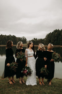 tulle black bridesmaid dresses L224062 Off the Shoulder Ombre Tulle Long Bridesmaid Dress