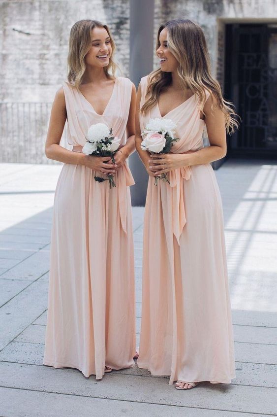 Blush Bridesmaid Dress 2021 V-neck Chiffon Maxi Dress Dusty Rose / 6 Blush Bridesmaid Dress 2021 V-neck Chiffon Maxi Dress Dusty Rose / 6