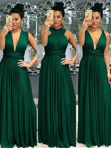 Emerald Green Convertible Bridesmaid Dress 2021 Jersey Infinity Wrap Maxi Dress