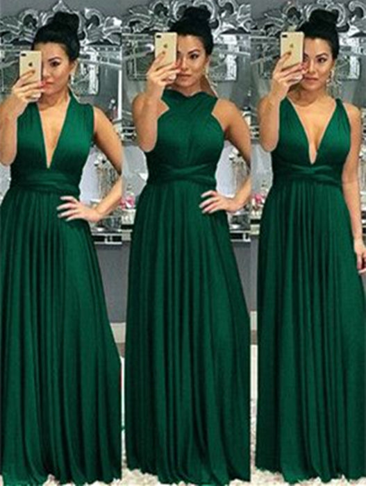 Emerald Green Convertible Bridesmaid Dress 2021 Jersey Infinity Wrap Maxi Dress