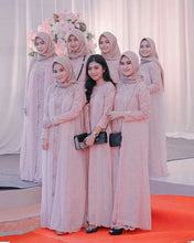 Load image into Gallery viewer, Hijab Bridesmaid Dress 2021 Lace Chiffon Maxi Dress with Long Sleeves