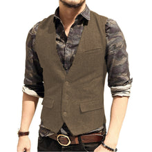 Load image into Gallery viewer, Mens Vest Made to Order Charcoal Grey Wedding Prom Waistcoat Casual Business V-neck 3 Pockets 3 Buttons