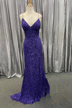 Load image into Gallery viewer, Sequin Prom Dress 2023 Spaghetti Straps with Slit