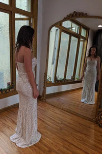 Patterned Sequin Wedding Dress Ivory