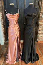Load image into Gallery viewer, Good Prom Dress 2023 Satin Spaghetti straps with Slit