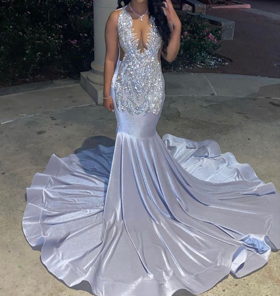 Unique Prom Dress 2023 Plunging Neck Sequin Sleeveless 2 / Custom Color Unique Prom Dress 2023 Plunging Neck Sequin Sleeveless 2 / Custom Color