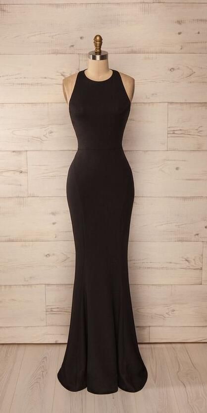 Black Prom Dress 2023 Sheath/Column Halter Sleeveless Jersey with Ruffles