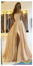 Load image into Gallery viewer, Prom Dress 2023 A-line Halter Neck Spaghetti Straps With Pleats Slit