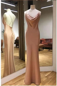 Prom Dress 2023 Sheath/Column Cowl Neck Spaghetti Straps Crisscross Back