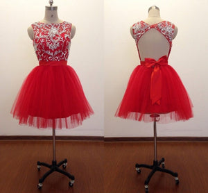 Beaded Red Tulle Homecoming Dress 2020