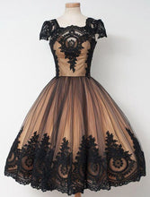 Load image into Gallery viewer, Black Lace Tan Lining Homecoming Dress 2020 Ball Gown