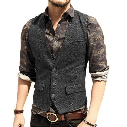 Mens Vest Made to Order Charcoal Grey Wedding Prom Waistcoat Casual Business V-neck 3 Pockets 3 Buttons
