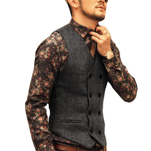 Mens Vest Made to Order Brown Wedding Prom Waistcoat Casual Business V-neck 2 Pockets 8 Buttons