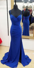 Load image into Gallery viewer, Royal Blue Prom Dress 2023 Spaghetti Straps Jersey with Slit