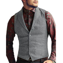 Load image into Gallery viewer, Mens Vest Made to Order Black Wedding Prom Waistcoat Casual Business Tailored Collar 2 Pockets 4 Buttons