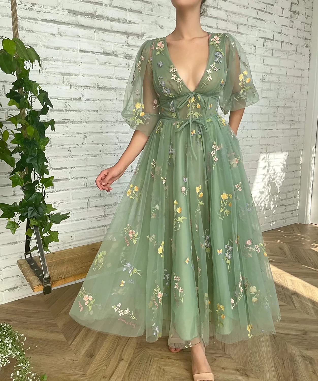 floral prom dresses 2023 Veaul 2026 Flower Fairy White Floral Prom Dresses 2023 A-Line Princess Off-The-Shoulder Short Long