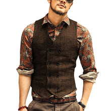 Load image into Gallery viewer, Mens Vest Made to Order Brown Wedding Prom Waistcoat Casual Business V-neck 2 Pockets 8 Buttons