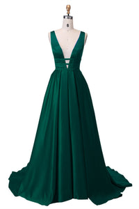 Emerald Green Prom Dress 2021 Satin Maxi Evening Dress Sexy ...