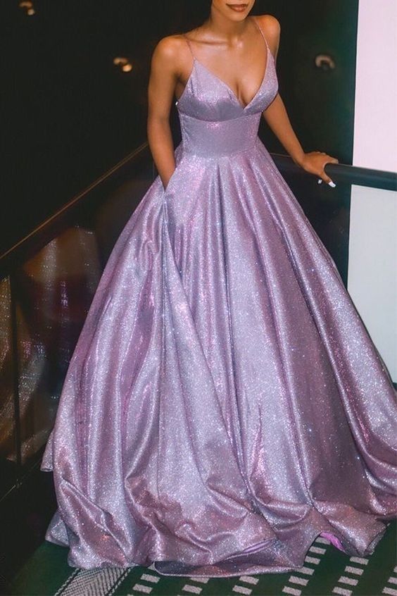 Pretty Prom Dress 2021 Glitter Mauve with Pockets Custom Color / 16 Pretty Prom Dress 2021 Glitter Mauve with Pockets Custom Color / 16