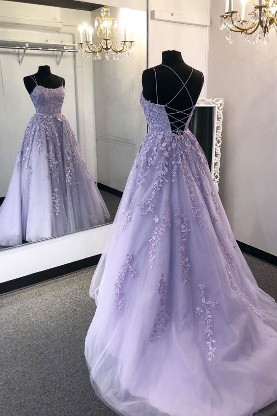Pretty Prom Dress 2021 Fantasy Gown Light Purple Lace Tulle Corset Back Same As Sample / Custom Size Pretty Prom Dress 2021 Fantasy Gown Light Purple Lace Tulle Corset Back Same As Sample / Custom Size