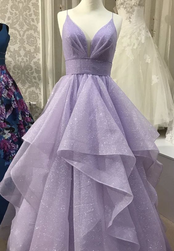 Tulle Prom Dress 2021 Lilac Ruffle Horsehair Skirt