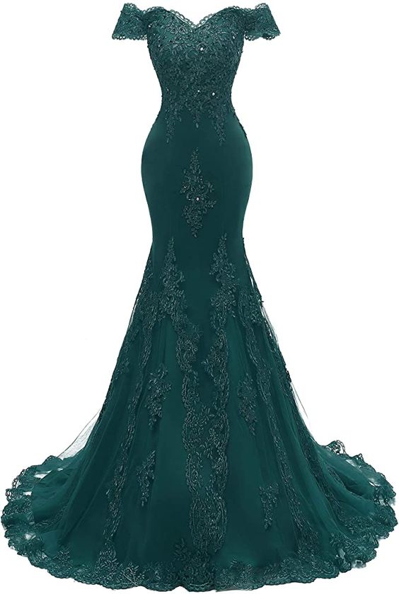Simple Elegant Emerald Green Off The Shoulder Mermaid Evening Dress | Prom  dress with train, Mermaid style prom dresses, Mermaid evening dresses