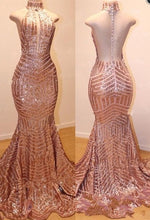 Load image into Gallery viewer, Sequin Prom Dress 2023 Halter Neck Hollow Open Back