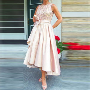 Summer Mother of the Bride Dresses 2021 Pink High Low A Line Bow Elega – AnnaCustomDress