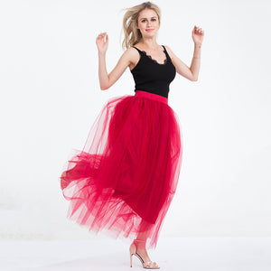 Tulle A-line Puffy Long Skirt with Pleats