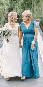 Boho Mother of the Bride Dresses 2021 V Neck Chiffon Lace Elegant Form AnnaCustomDress Boho Mother of the Bride Dresses 2021 V Neck Chiffon Lace Elegant Form AnnaCustomDress