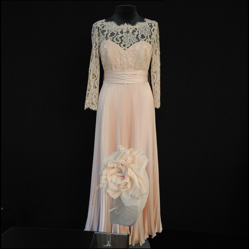 Vintage Mother of the Bride Dresses 2021 Satin Lace Long Sleeve Flower – AnnaCustomDress