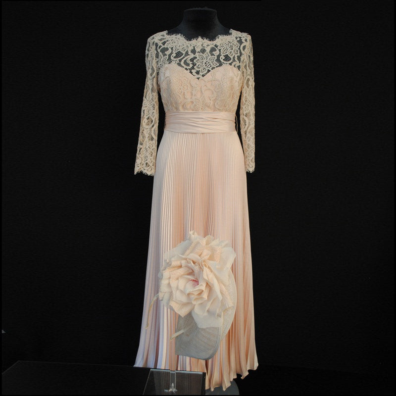 Vintage Mother of the Bride Dresses 2021 Satin Lace Long Sleeve Flower Elegant Formal