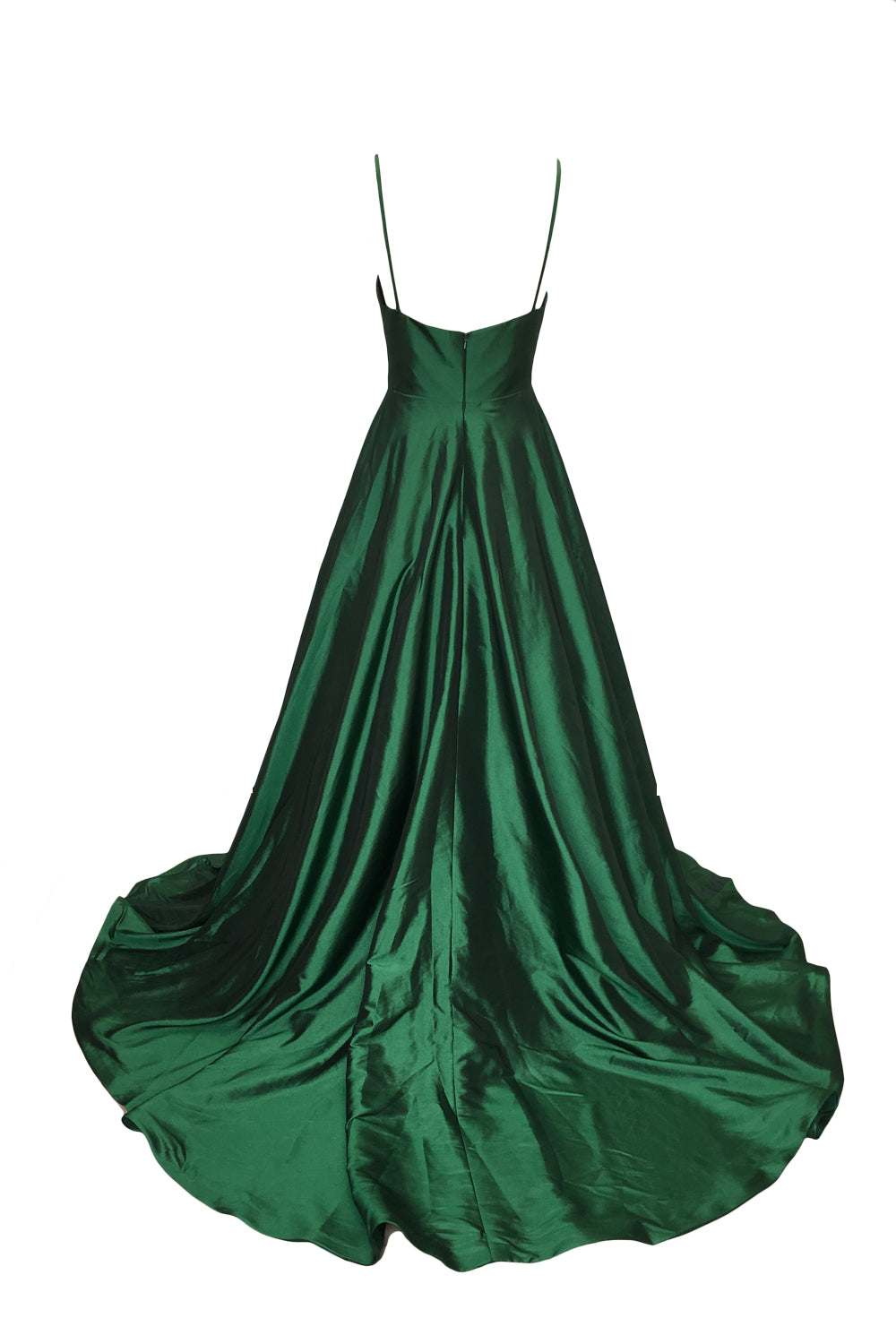 Emerald Green Prom Dress 2022 Spaghetti Straps Taffeta Long Evening Dr ...