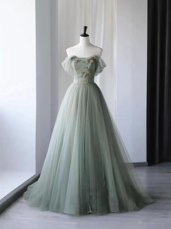 Fairy Prom Dress 2023 Off the Shoulder Tulle with Pleats