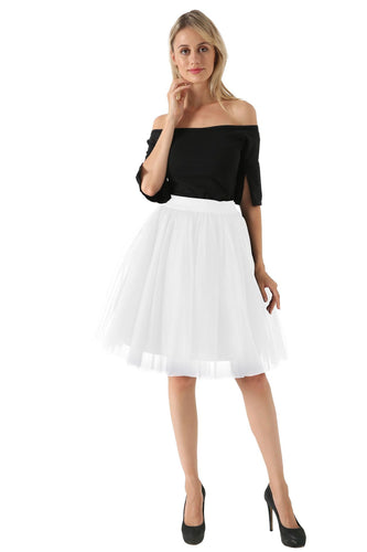 A-line Five layers Tulle Puffy  Knee-length Dress with Pleats