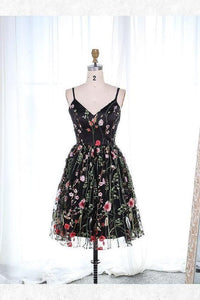 Black Floral Homecoming Dress 2021 Slip Short Summer Dress AnnaCustomDress Black Floral Homecoming Dress 2021 Slip Short Summer Dress AnnaCustomDress