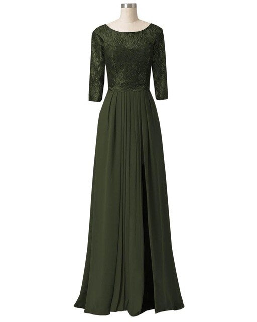 Elegant A Line Half Sleeves Lace Mother of The Bride Dress Gown Chiffon for Wedding Groom Long Formal Evening Dress 22w / Army Green Elegant A Line Half Sleeves Lace Mother of The Bride Dress Gown Chiffon for Wedding Groom Long Formal Evening Dress 22w / Army Green