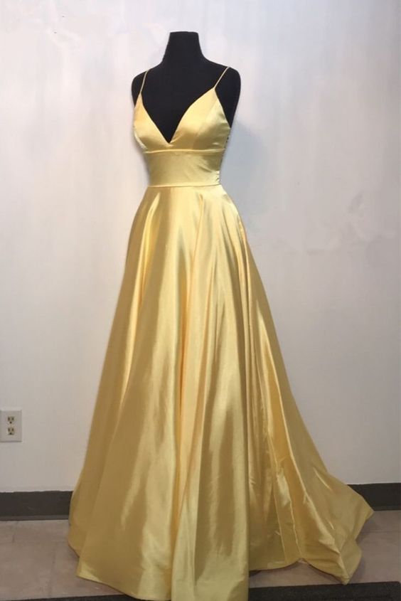 Long Prom Dress 2022 Long V-neck Spaghetti Strap