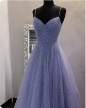 Load image into Gallery viewer, Long Prom Dress 2022 Long Sparkly Stars Spaghetti Strap Tulle