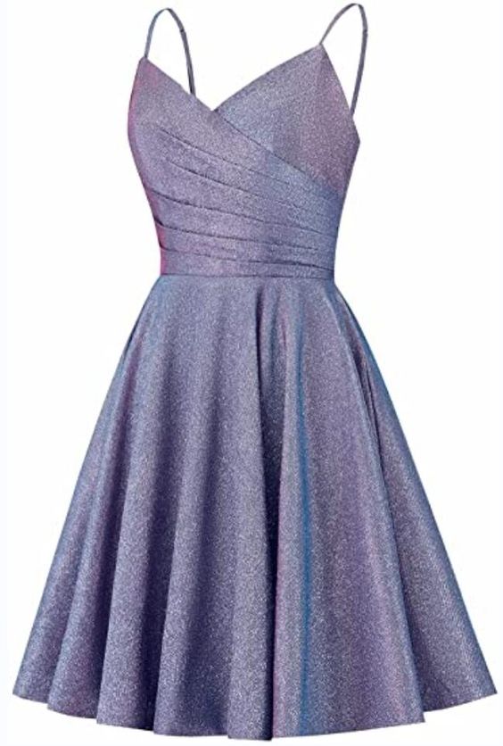 Short Prom Dress 2022 Spaghetti straps Sweetheart neckline Homecoming Dress Glitter with Ruched