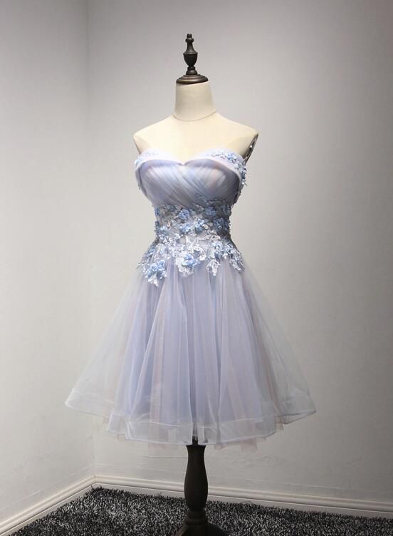 Short Prom Dress 2022 Fairy Strapless Tulle with Lace appliques 14 / Custom Color Short Prom Dress 2022 Fairy Strapless Tulle with Lace appliques 14 / Custom Color