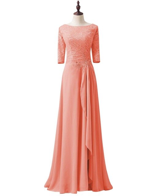 chinese dress ladies Lace 3/4 Sleeves Knee Length Column Mother of The Bride Dress main image 0