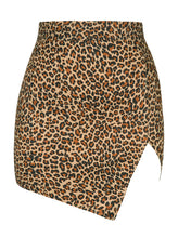 Load image into Gallery viewer, Women&#39;s Black Cut Out Mid Waist Asymmetric Hem PU Mini Skirt