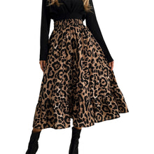 Load image into Gallery viewer, Leopard Skirt A-line Tea-length