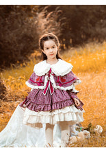 Load image into Gallery viewer, Renaissance Purple Long Sleeves Plaid Cloak Velvet with Bow(s) Girls Lolita Dress