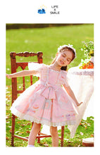 Load image into Gallery viewer, Girls Lolita Dress for Kids Summer Pink Chiffon Flutter Sleeves with Bow(s)