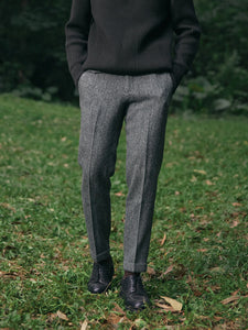 Men's Suit Nine Pants Wool Tweed Herringbone Slim Fit For Wedding Classic Retro Trousers