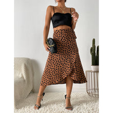 Load image into Gallery viewer, Polka-dot Print Split A-line Tea-length Skirt