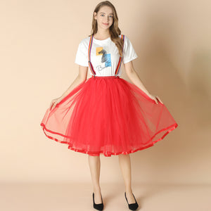Christmas A-line Puffy with Straps Halloween Cosplay Costumes Tulle Knee-length Skirts